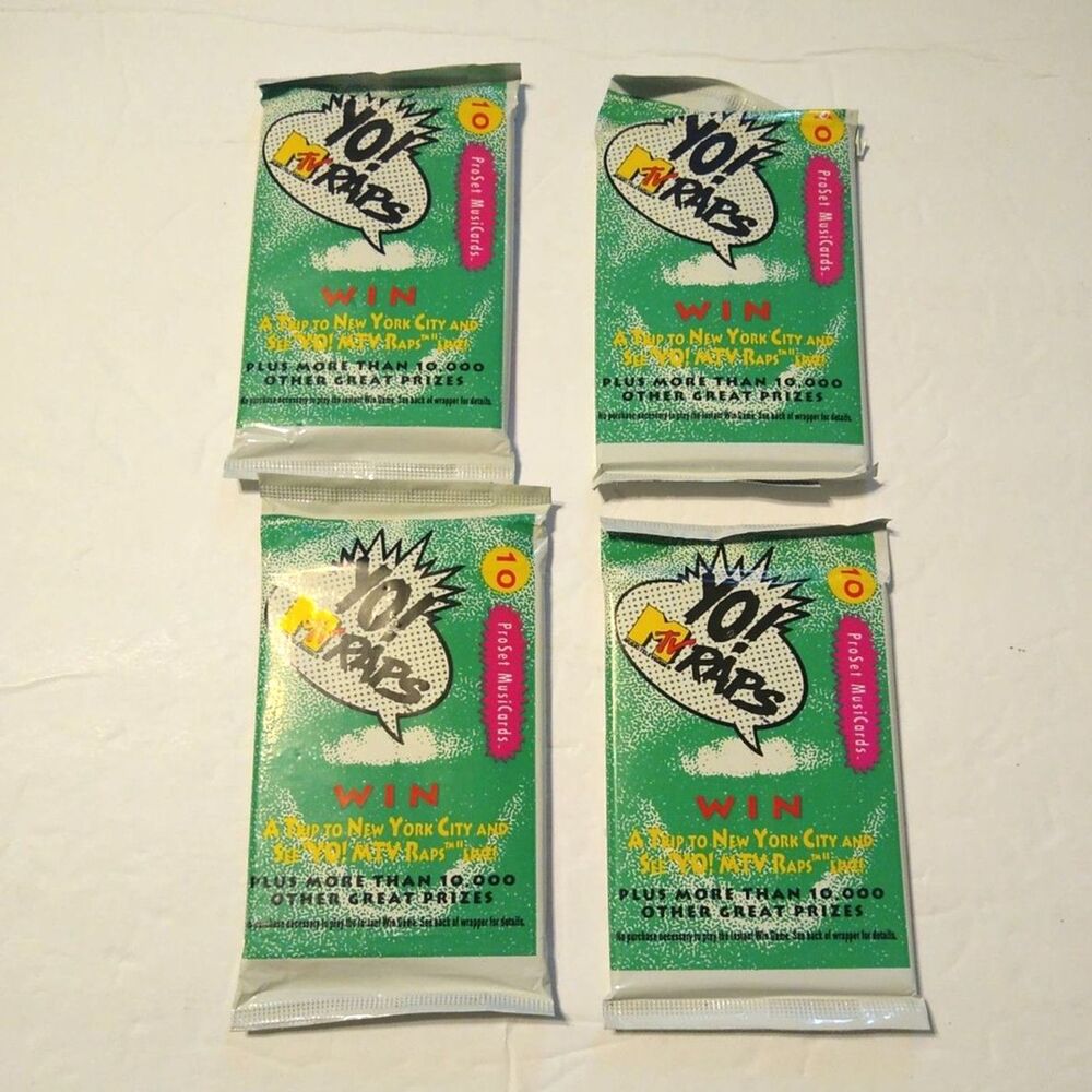 1991 Yo! MTV Raps Pro Set -Factory Sealed- Trading Cards, 4 pack of 40 cards.